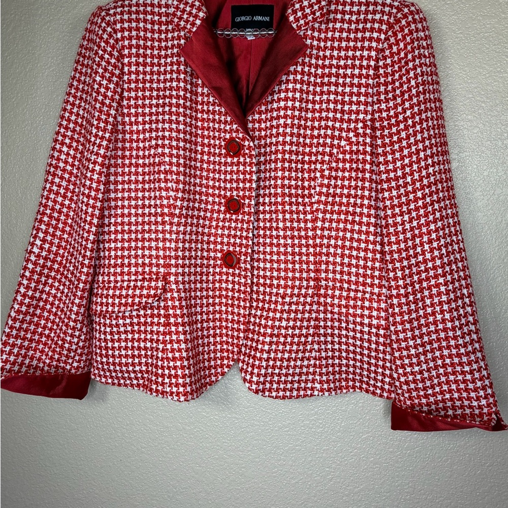 Giorgio Armani Red and White Women's‎ Blazer
